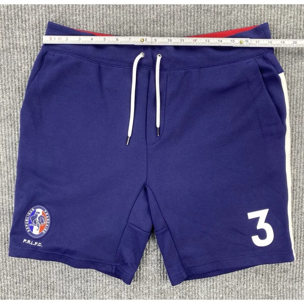 Polo Ralph Lauren France Double Knit Track Shorts Large Blue Cruise Soccer 3